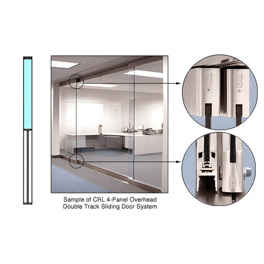 CRL SKU 0TS1SA single-track overhead sliding glass door system, satin anodized aluminum track with flush bottom threshold