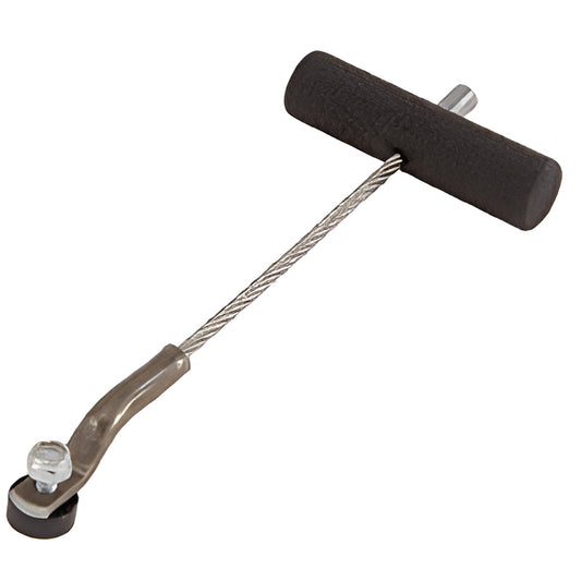 CRL RK160CH cable pull handle, black foam T-handle, braided steel cable with roller end for cold knives