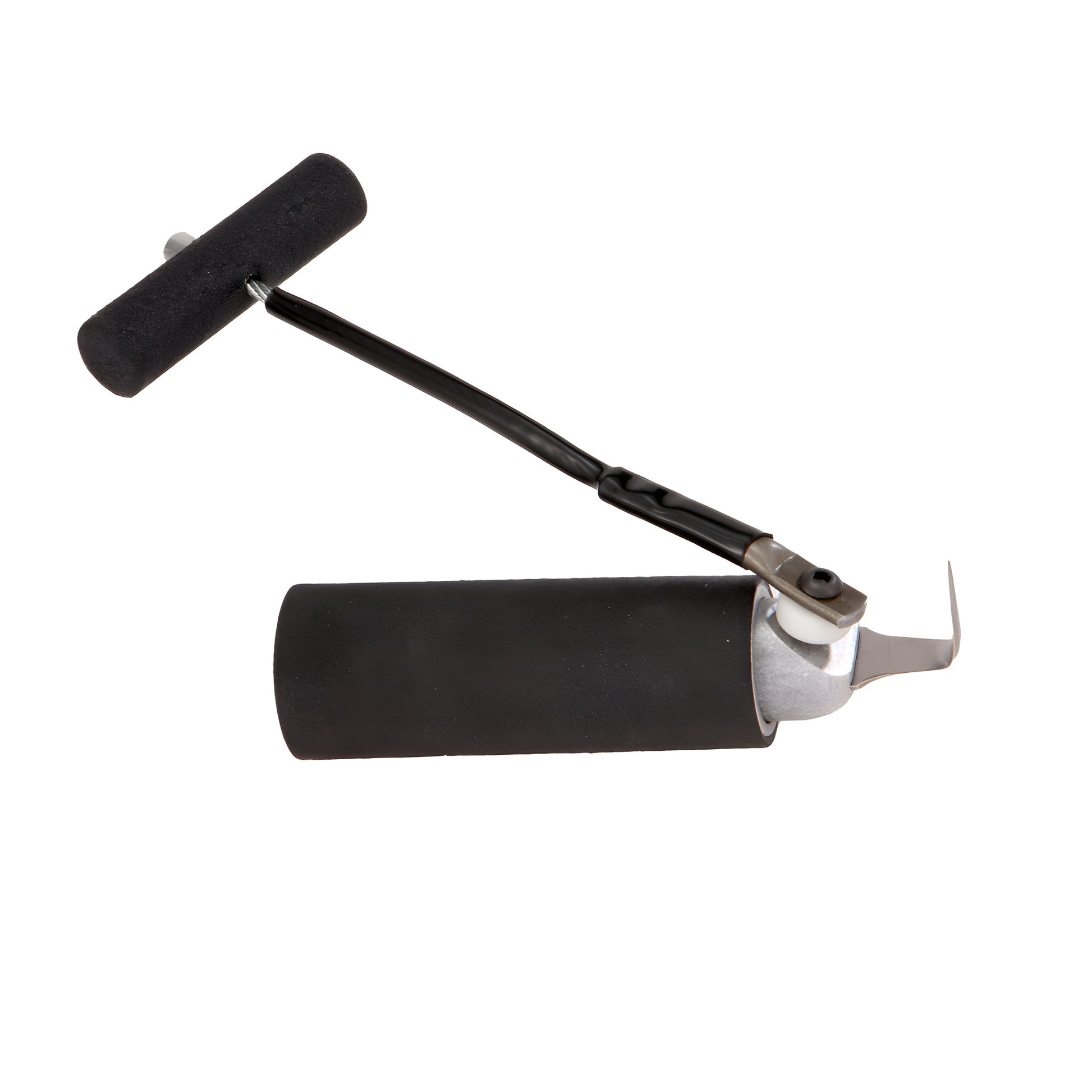 Black foam-grip push-button cold knife with angled ultra-thin blade, for glazing and gasket removal - SKU RZ5K1T