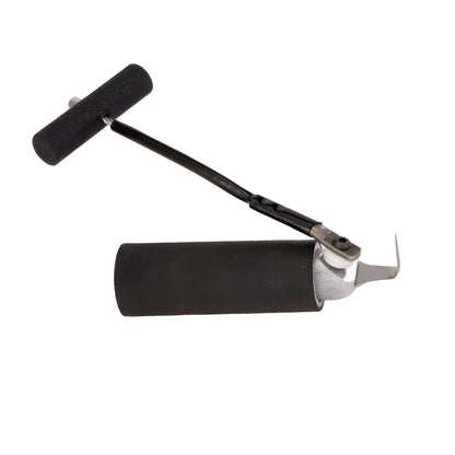 Black foam-grip push-button cold knife with angled ultra-thin blade, for glazing and gasket removal - SKU RZ5K1T