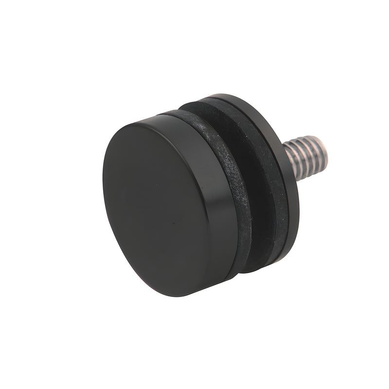 Matte black replacement cap/stud washer for commercial glass door pulls, 1-1/4 in cap, fits 3/8-3/4 in glass