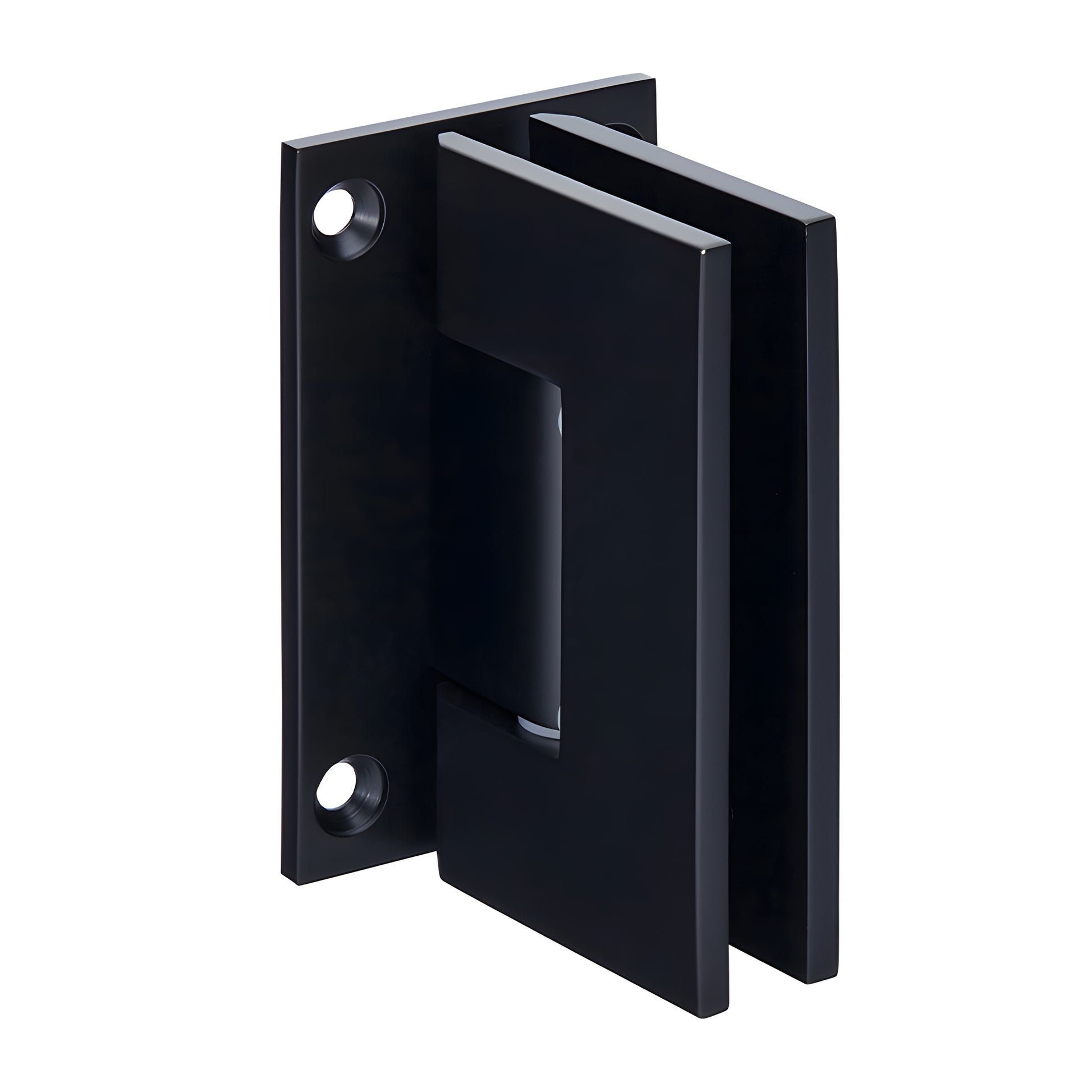 GEN537MBL matte black Geneva brass shower hinge for 8-12mm tempered glass, self-centering, 5 pre-set.