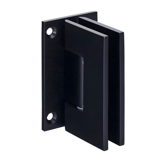 GEN537MBL matte black Geneva brass shower hinge for 8-12mm tempered glass, self-centering, 5 pre-set.
