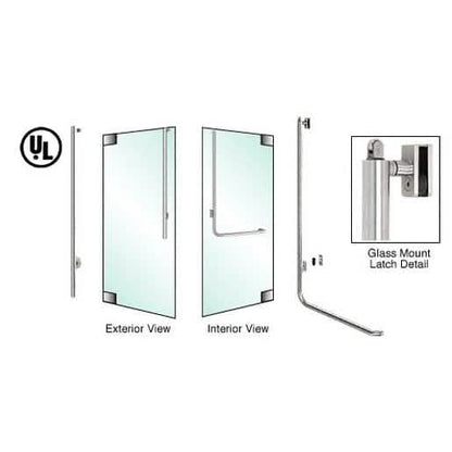 CRL-Blumcraft® Left Hand Reverse Glass Mount Panic Handle, Brushed Stainless, Keyed Access