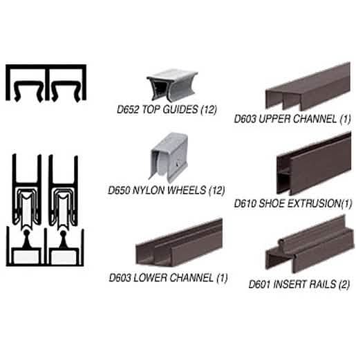 CRL Duranodic Bronze Anodized Track Assembly with Nylon Wheels for Smooth Sliding