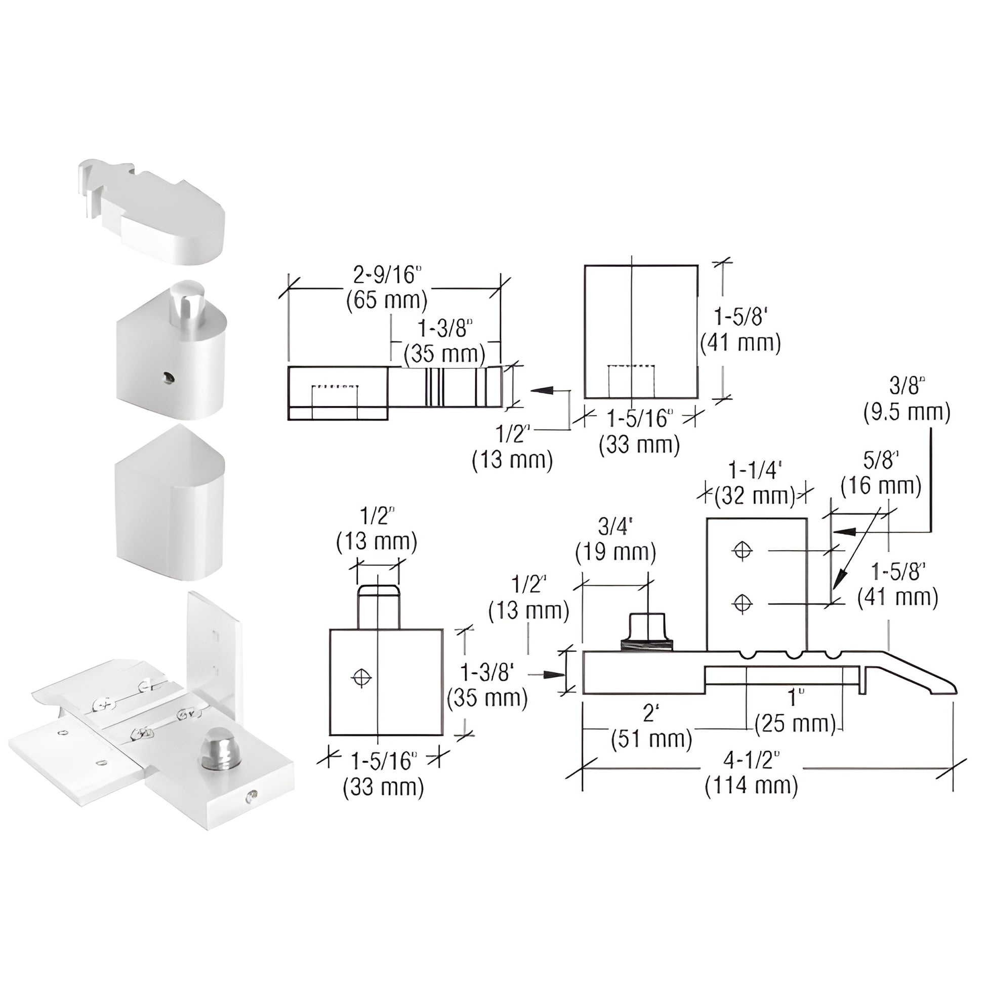 CRL OP50 offset pivot set (SKU 0P50LHA), satin aluminum left-hand commercial door pivot with dimensional diagram
