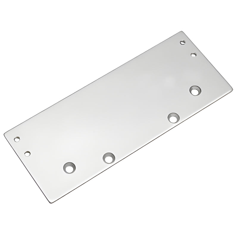 Aluminum drop plate DC54DPA - 9-3/4x3-1/2 rectangular mounting plate with countersunk holes for surface door closers.