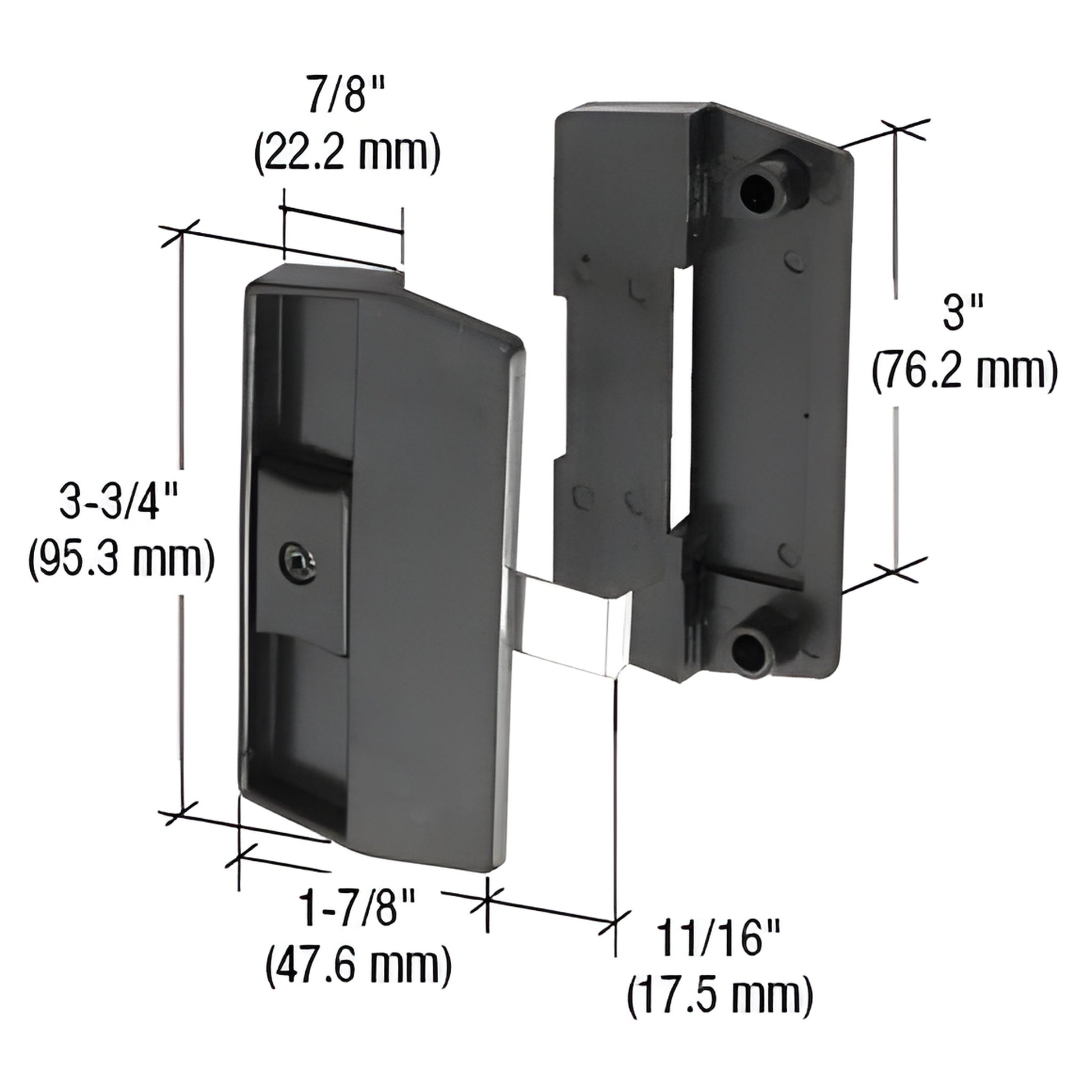 A180 black CRL latch-and-pull - plastic housing with steel latch, non-handed mortise pull for Academy/Superior aluminum doors