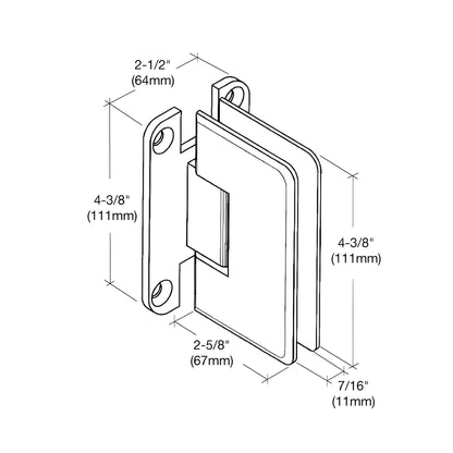 Matte black Plymouth frameless shower door hinge, solid brass wall-mount for 3/8-1/2" glass (SKU PLY037MBL)