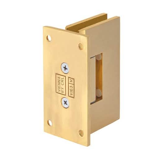 CRL Satin Brass Vienna 537 Wall Mount Hinge with Full Back Plate, 5 Degree Pre-Set.