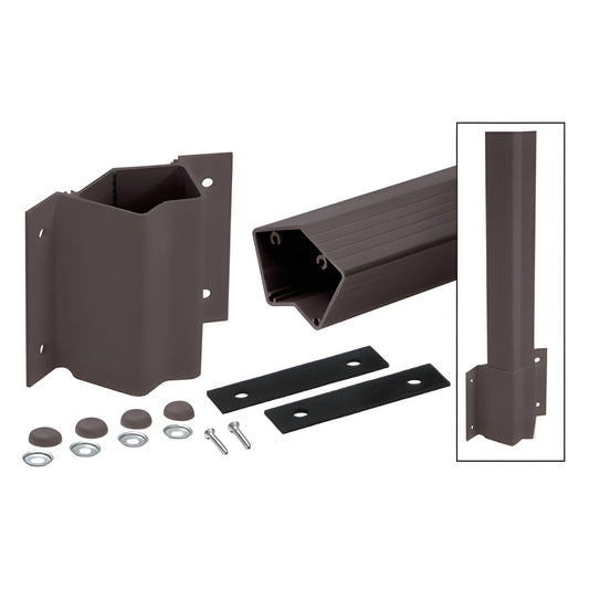 Matte bronze 52in aluminum 135 inside corner fascia mount post kit with bracket, washers and bolt cover buttons.