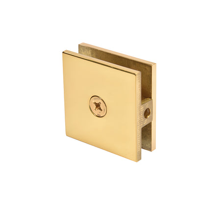 SCU4BR square polished-brass wall-mount clamp for 3/8-1/2" (10-12 mm) tempered glass panels