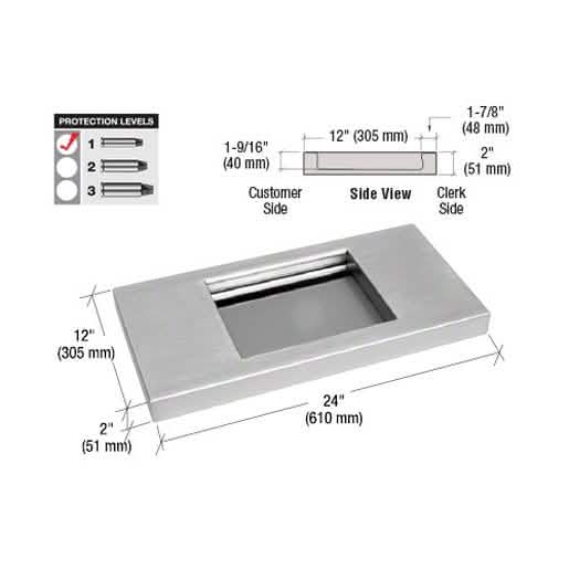 CRL Brushed Stainless Steel 24x12 Shelf with Deal Tray - Level 1 Protection