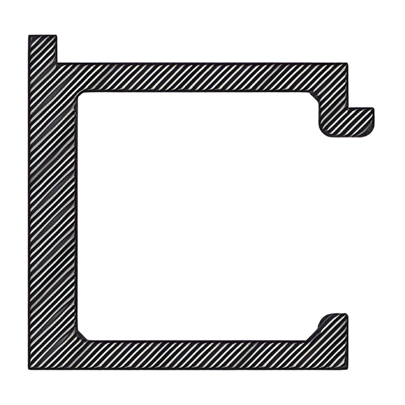 Cross-section drawing of white Kynar 6063-T5 aluminum C-shaped glazing extrusion (half-bay butt glaze adaptor), SKU 0G25252