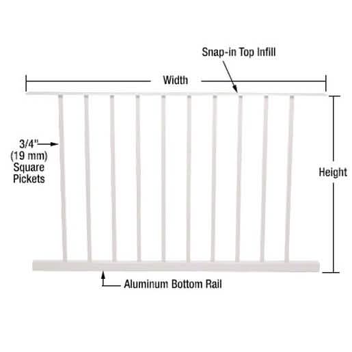"CRL Sky White Picket Panel, 48x42, for 200-400 Series railings, elegant and durable desig