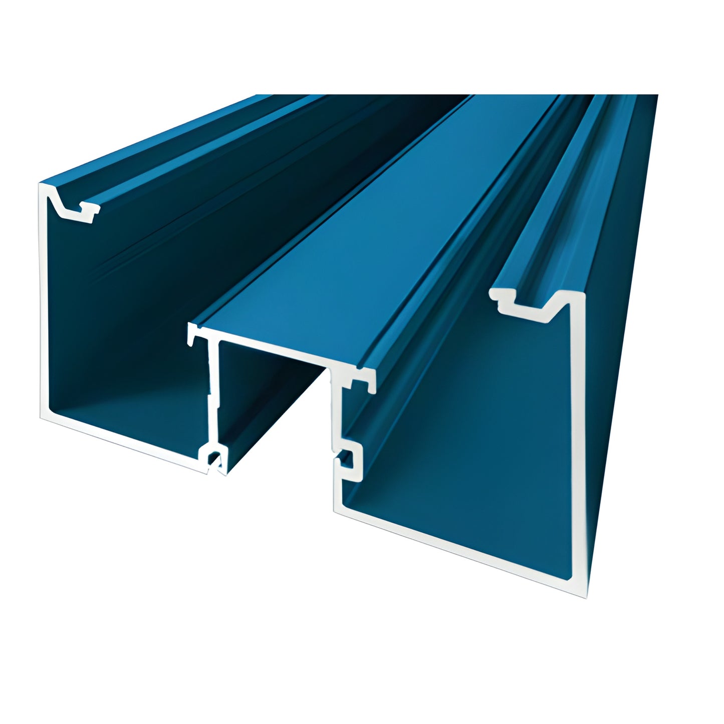 Extruded aluminum architectural profile, blue custom Kynar finish (SKU 1G52771)