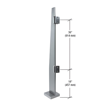 Klarity K60CKBS 60" brushed 316 stainless freestanding glass partition post with base and glass clamps.