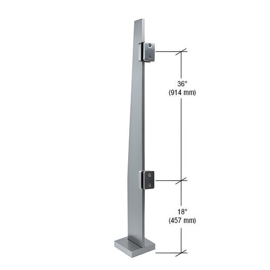 Klarity K60CKBS 60" brushed 316 stainless freestanding glass partition post with base and glass clamps.