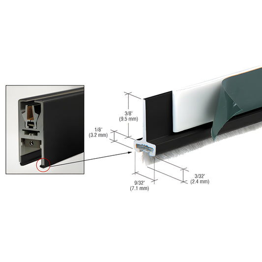 Matte black CRL pile weatherstrip for door rails DRWMBLS - adhesive-backed brush seal, 351 2 in.