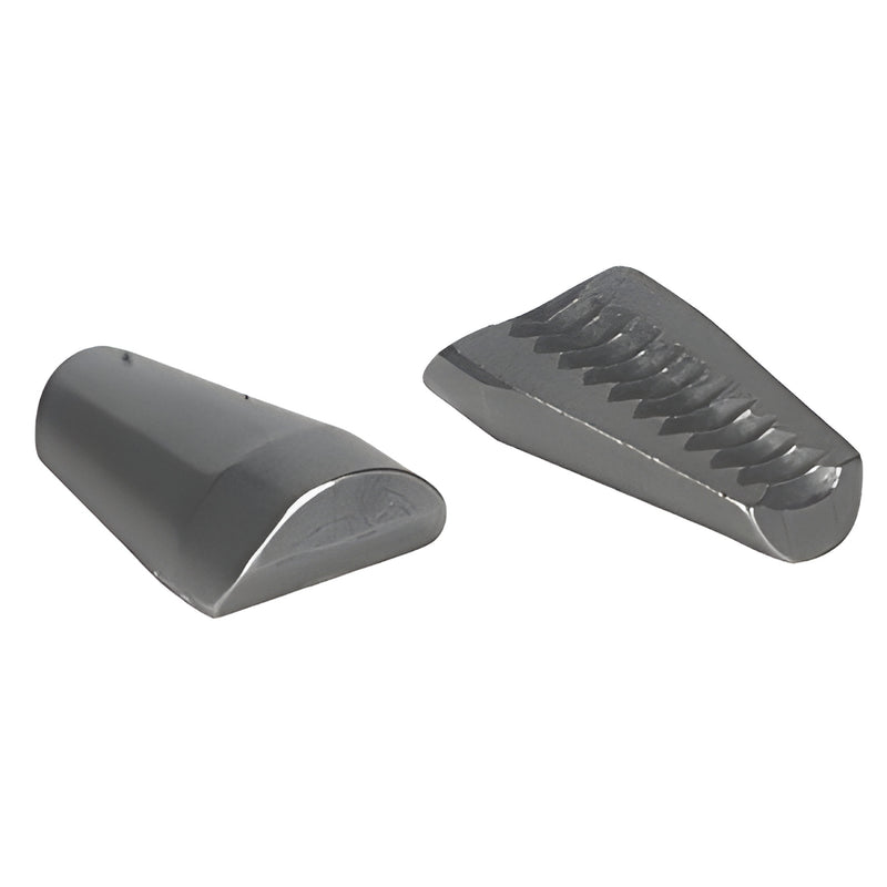 Pair of CRL HP23A heavy-duty replacement jaws for Marson HD rivet gun, polished steel, serrated.
