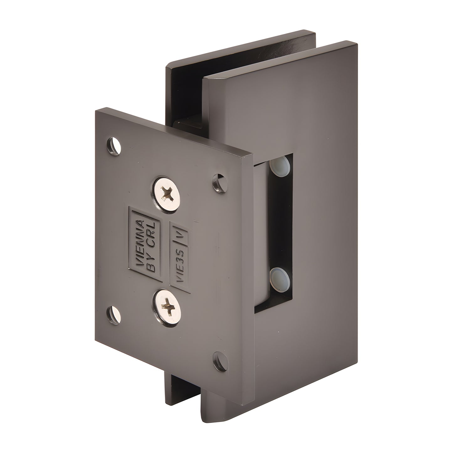 Matte gun metal brass Vienna shower hinge, wall-mount short back plate for 3/8-1/2 glass