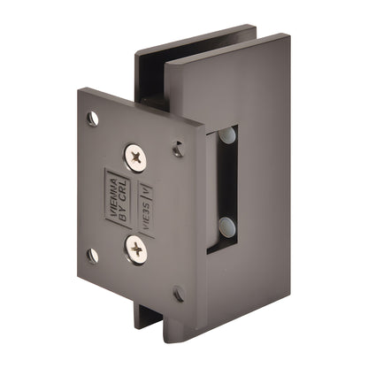 Matte gun metal brass Vienna shower hinge, wall-mount short back plate for 3/8-1/2 glass