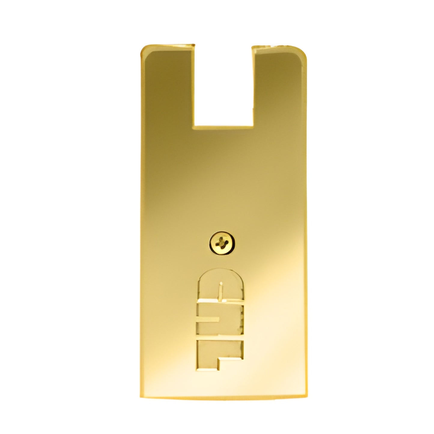 Polished brass CRL 4" square Wedge-Lock door rail end cap SKU DREC4SPB, aluminum-clad, fits 3/8-1/2" glass.