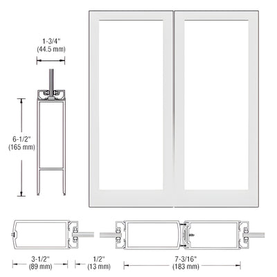 CRL-U.S. Aluminum White KYNAR® Paint Custom Blank Pair 400 Medium Stile Center Hung Entrance Doors - No Prep