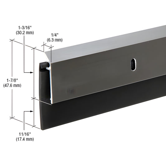 DB062DV48 dark bronze 48" aluminum door sweep with 11/16" black EPDM rubber seal, screw hole shown