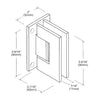 MEL037CH polished chrome solid brass wall-mount shower hinge with rectangular large plate, self-centering.