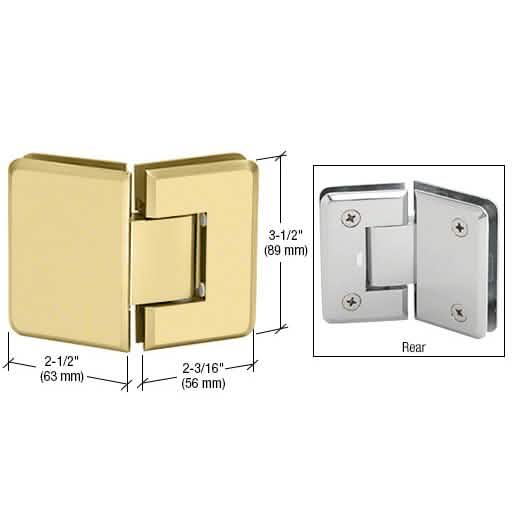 CRL Satin Brass Pinnacle 045 Series 135° Glass-to-Glass Hinge - Elegant & Durable Design