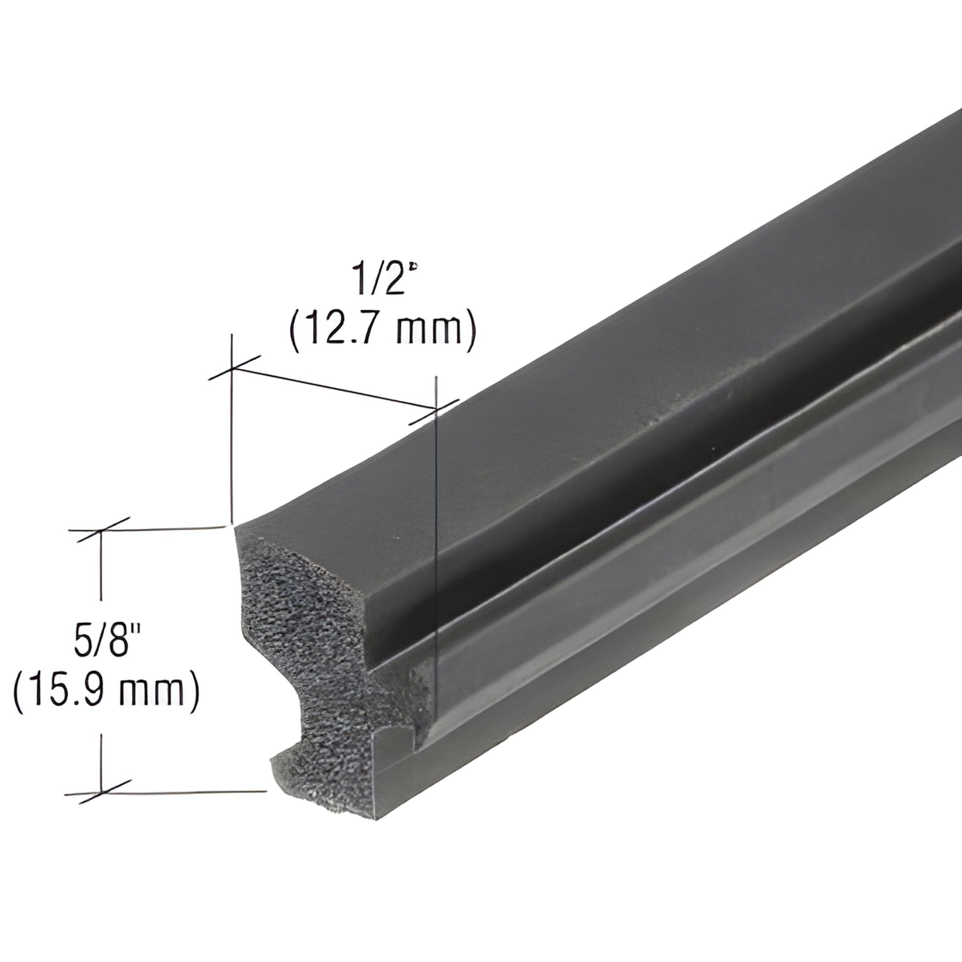 Black EPDM gasket strip NP421 for extruded aluminum glazing; fits 1/4-1" glass, 5/8" (15.9 mm) profile.