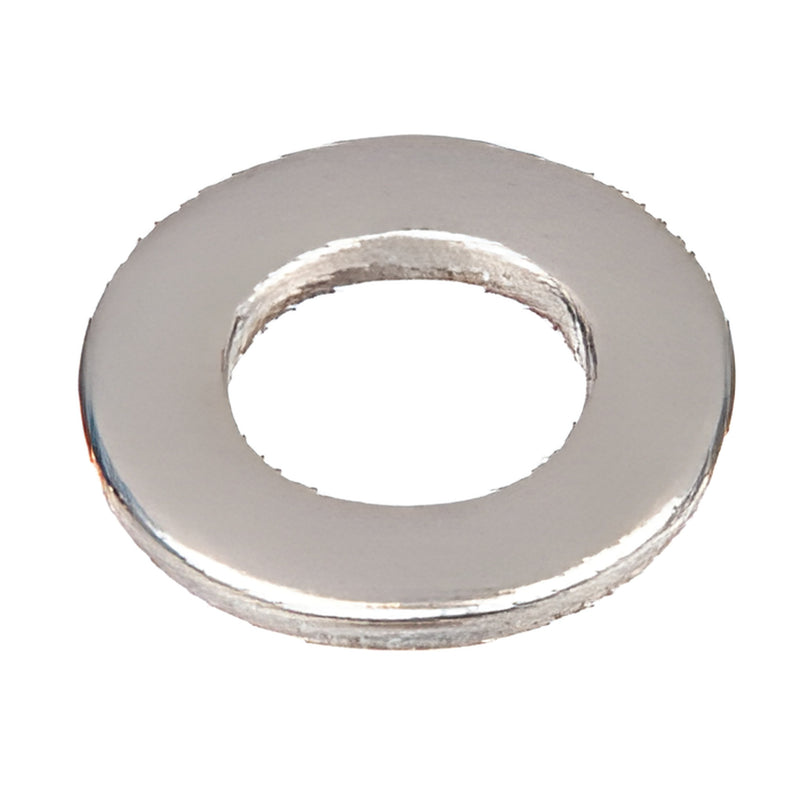 WBAW14 zinc-plated steel flat washer, round with 1/4 in (6 mm) center hole, polished finish