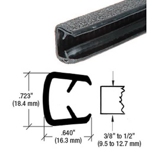 CRL Black QuickEdge™ Trim for 3/8" to 1/2" - Durable, Sleek Edge Protection Solution