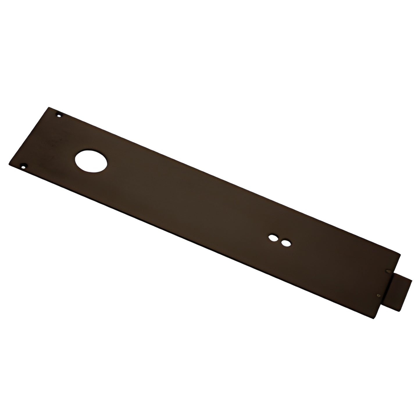 Dark bronze Dormakaba cover plate RTS8563DU for RTS overhead concealed closers, 15-3/4 long with spindle and valve holes