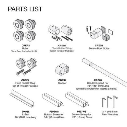 CRL Satin Brass 180º Crescent Series Sliding System - Sleek, Modern, Elegant Design