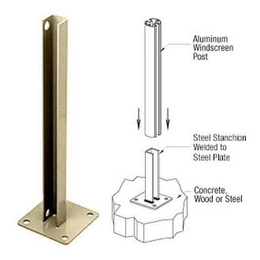 CRL Matte Bronze AWS Steel Stanchion for 180° Round/Rectangular Center/End Posts