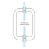 SPH8SB solid brass satin-brass squared 8" back-to-back shower door pull handle, fits 1/4-1/2" glass with washers