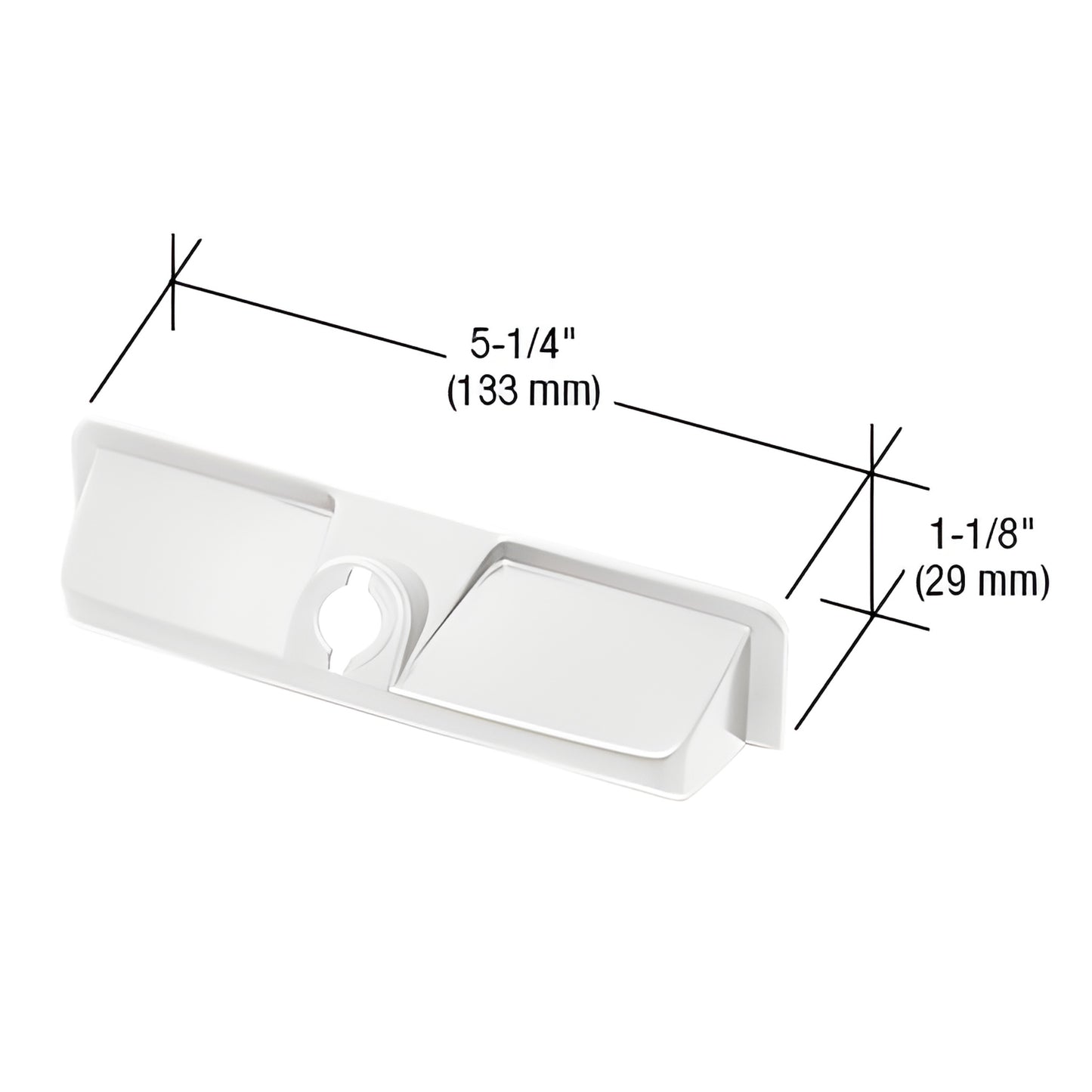 White ABS EntryGard casement operator cover EP21937, 5-1/4 in x 1-1/8 in replacement part.