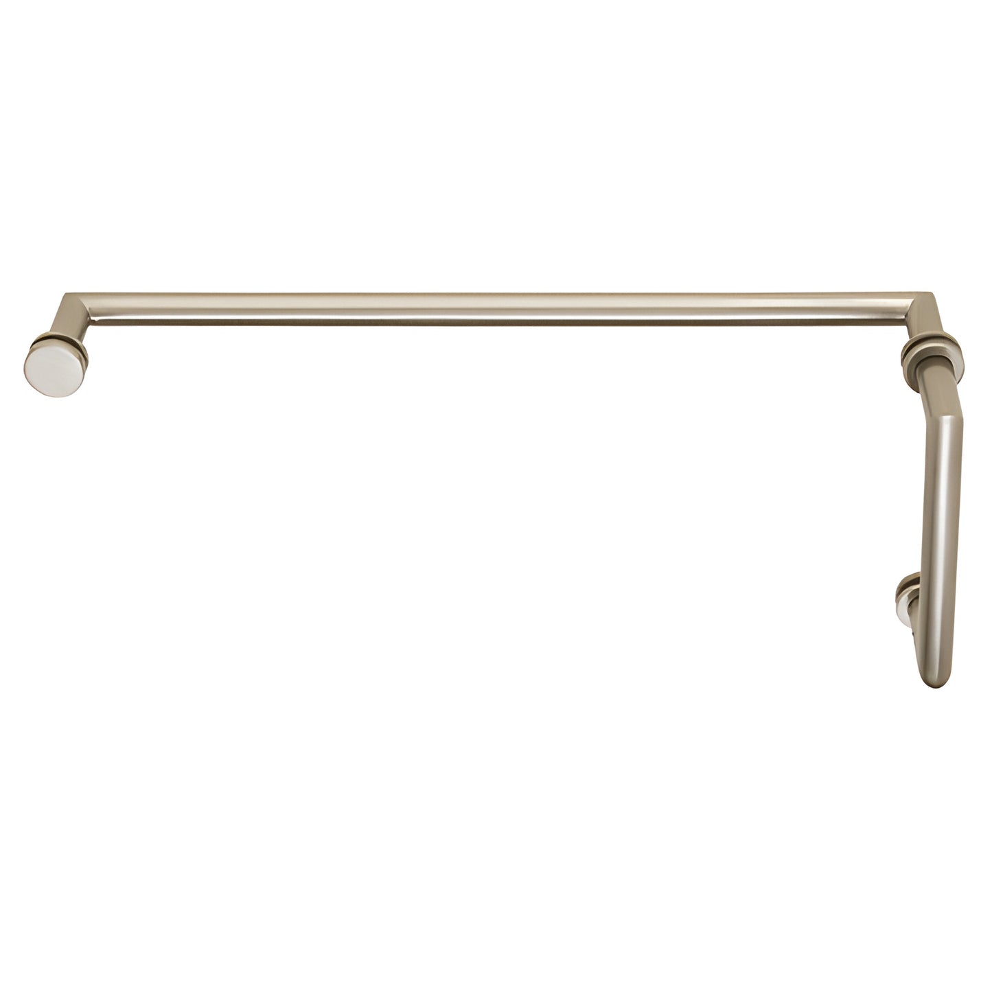 Brushed nickel brass glass-mount shower set: 8" pull handle with 18" towel bar (SKU MT8X18BN)