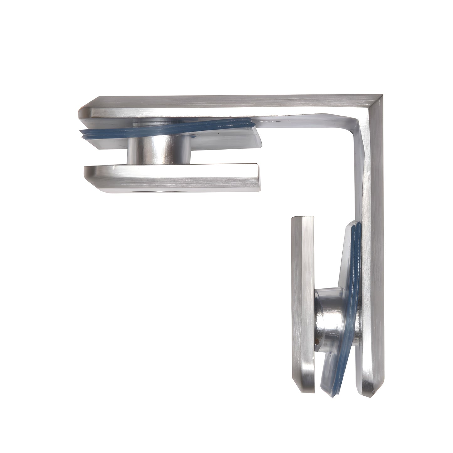 BGC90BCH brushed chrome 90 beveled glass-to-glass clamp, solid brass, for 3/8-1/2 in (10-12 mm) tempered glass