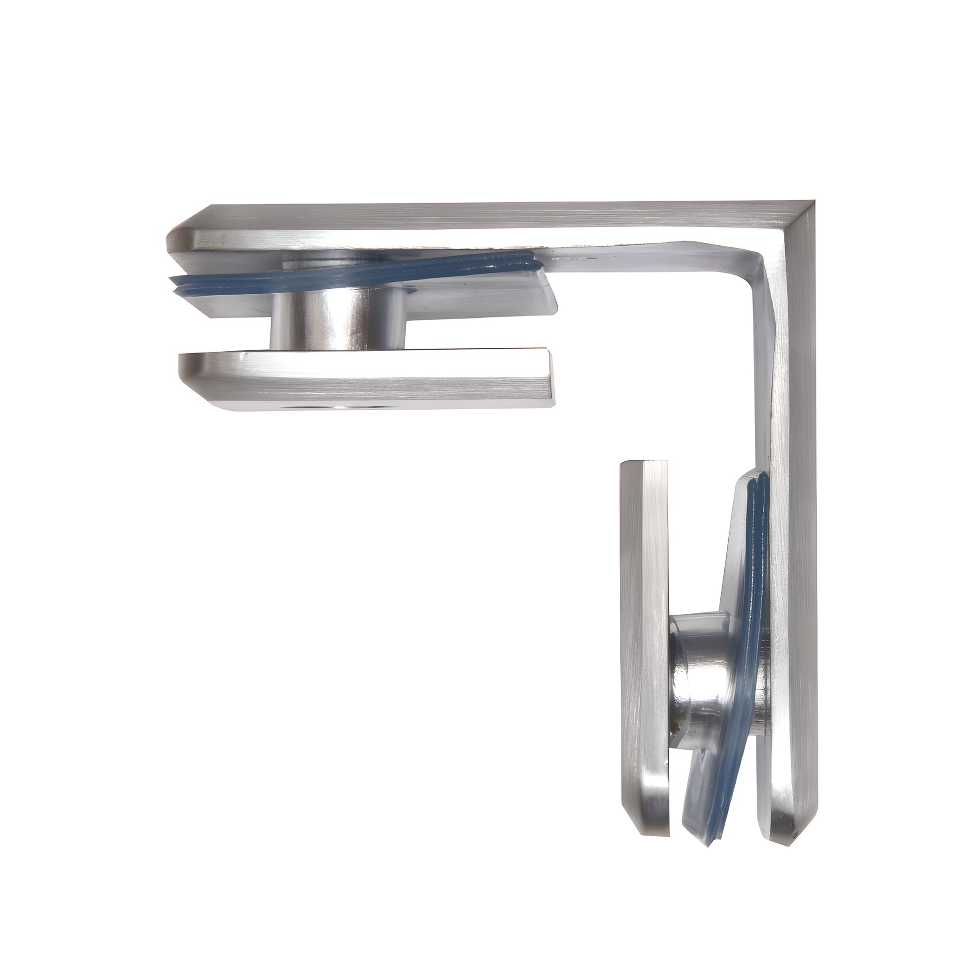BGC90BCH brushed chrome 90 beveled glass-to-glass clamp, solid brass, for 3/8-1/2 in (10-12 mm) tempered glass