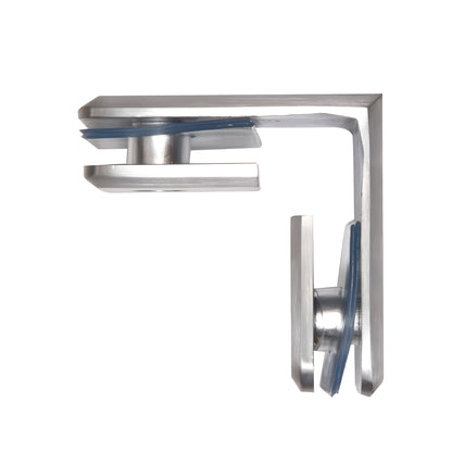 BGC90BCH brushed chrome 90 beveled glass-to-glass clamp, solid brass, for 3/8-1/2 in (10-12 mm) tempered glass