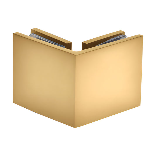 SGC90SB satin brass square 90 glass-to-glass clamp for 3/8-1/2 in (10-12mm) frameless shower panels