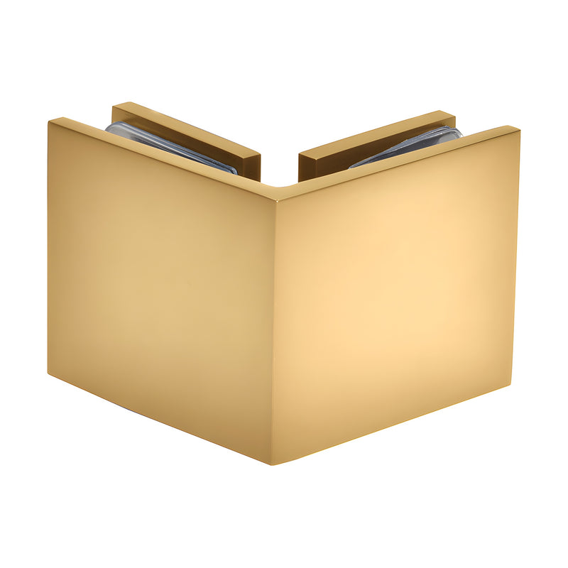 SGC90SB satin brass square 90 glass-to-glass clamp for 3/8-1/2 in (10-12mm) frameless shower panels