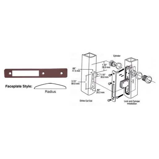 CRL Dark Bronze Radius Faceplate for DL2110 Long Throw Deadlocks - Sleek and Durable Desig