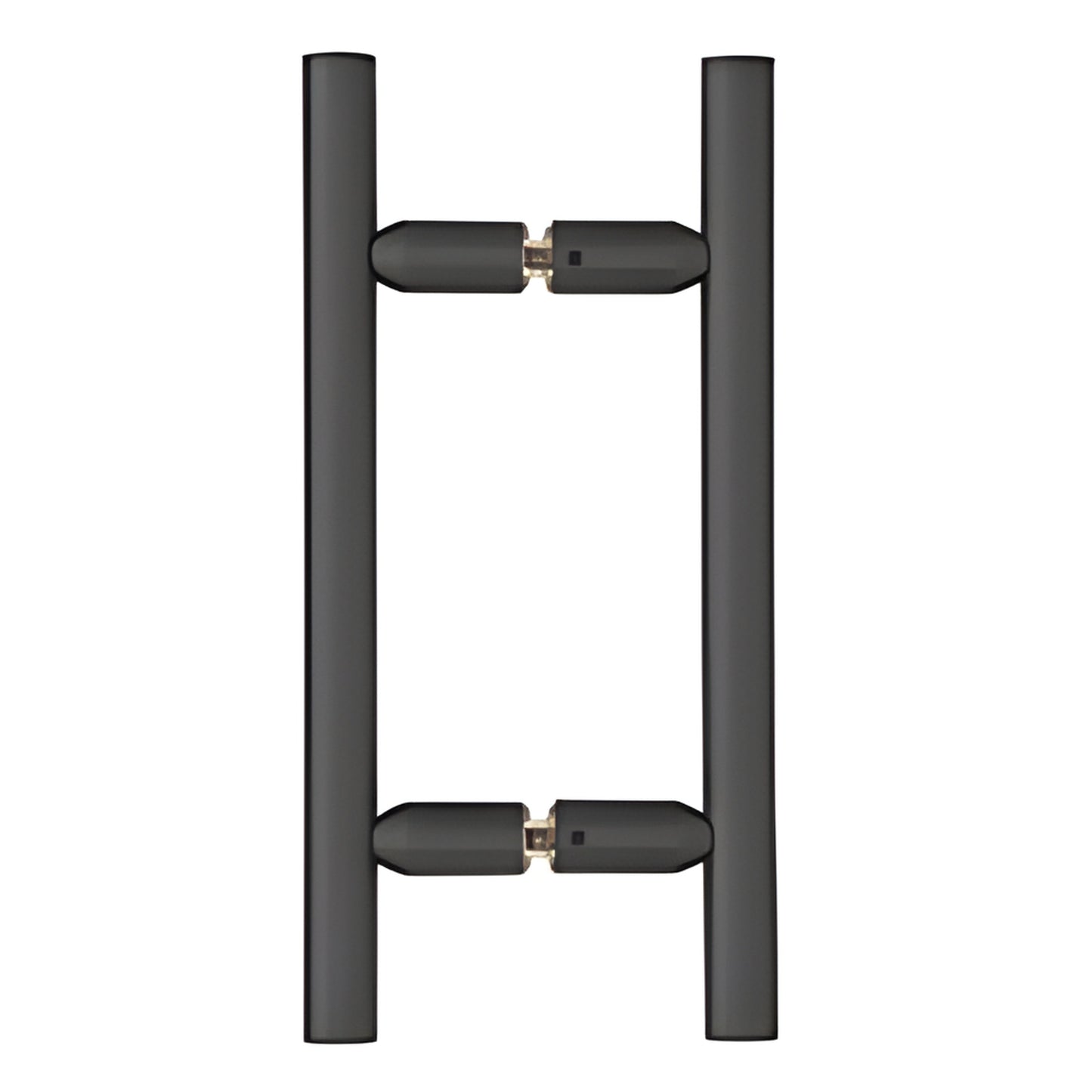 Matte black ladder-style 6" back-to-back shower pull handle, 3/4" brass tubing for 8-12mm glass (SKU LP6X6MBL)