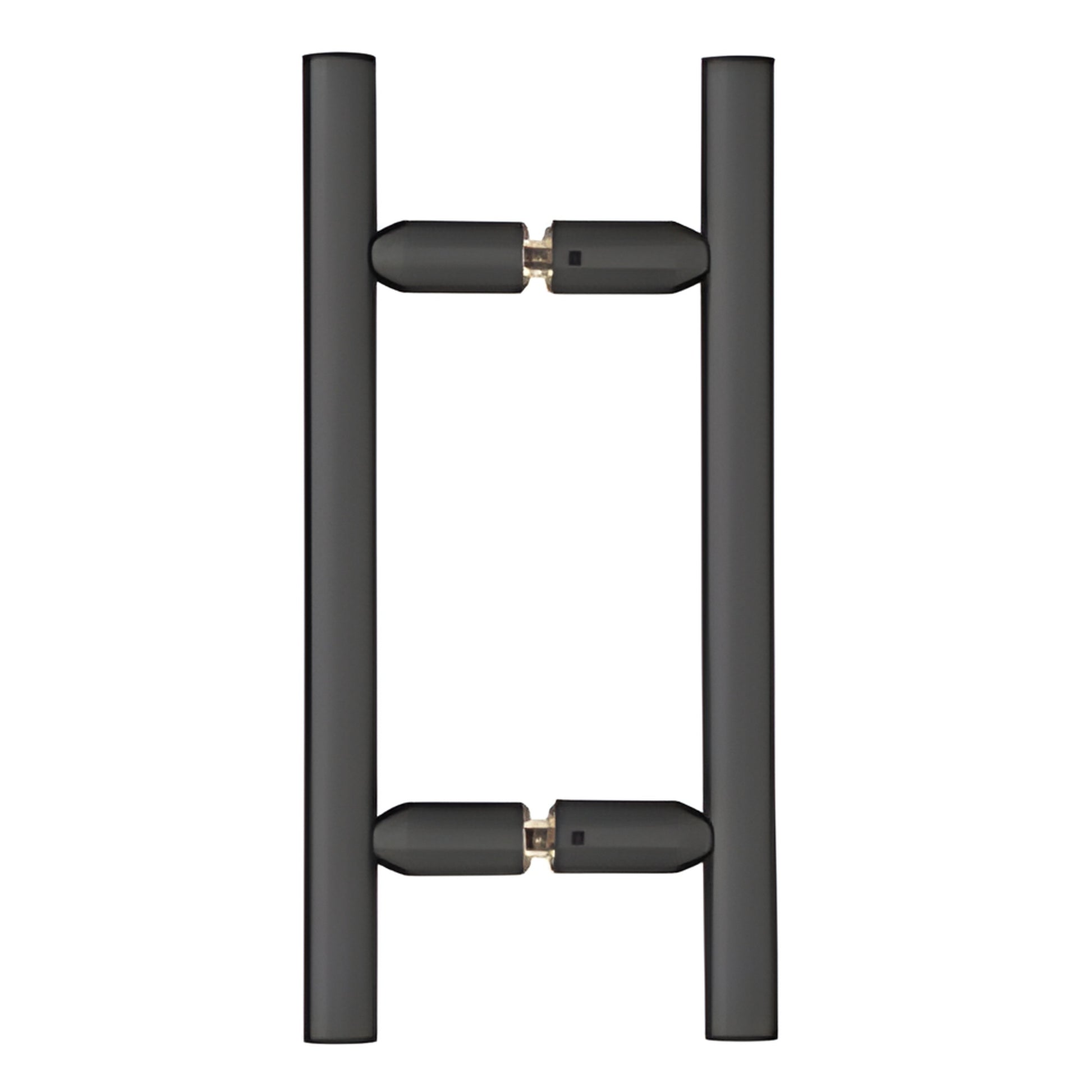 Matte black ladder-style 6" back-to-back shower pull handle, 3/4" brass tubing for 8-12mm glass (SKU LP6X6MBL)