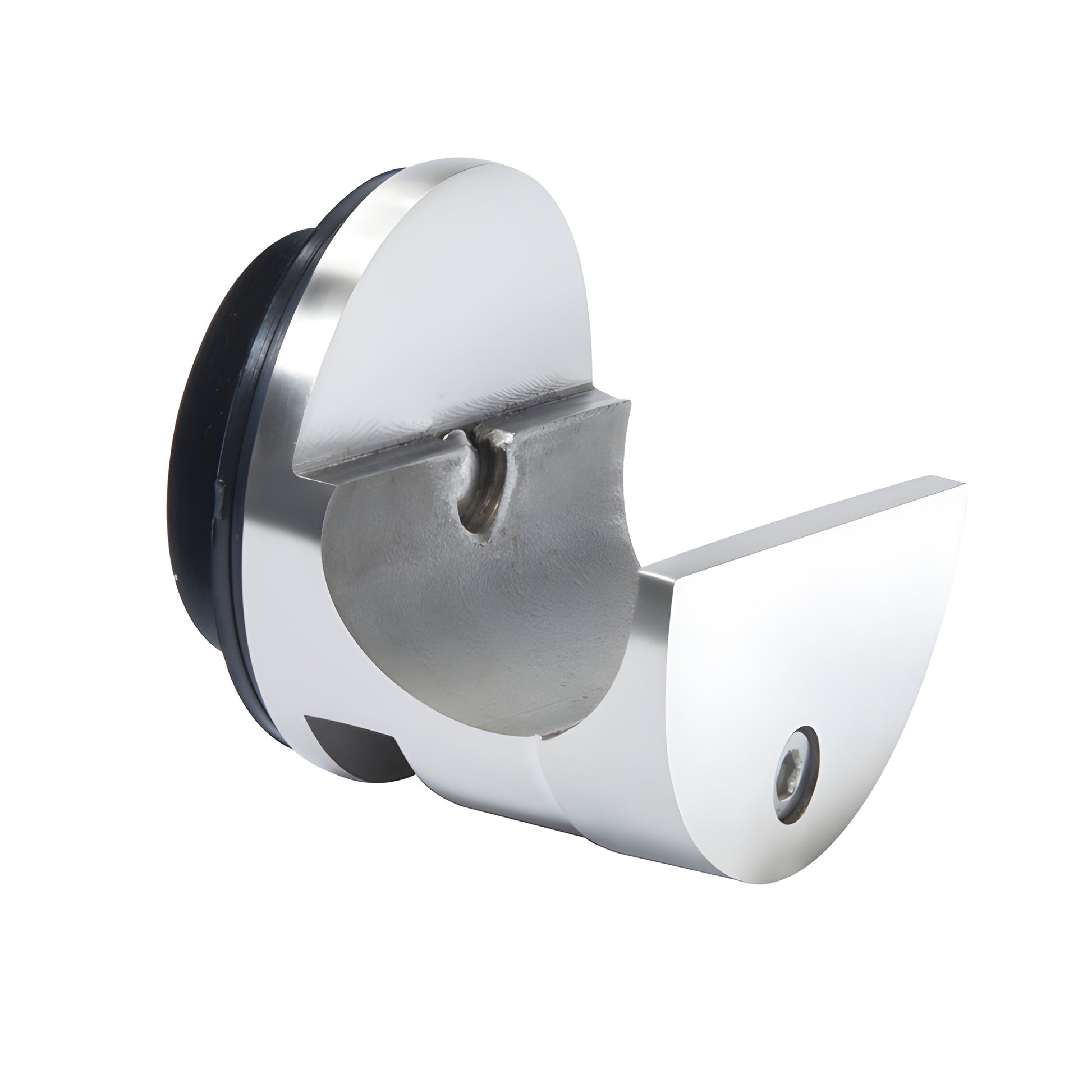 LS403PS polished stainless steel top sliding tube glass-mount clamp for transom/sidelite, anti-lift security.