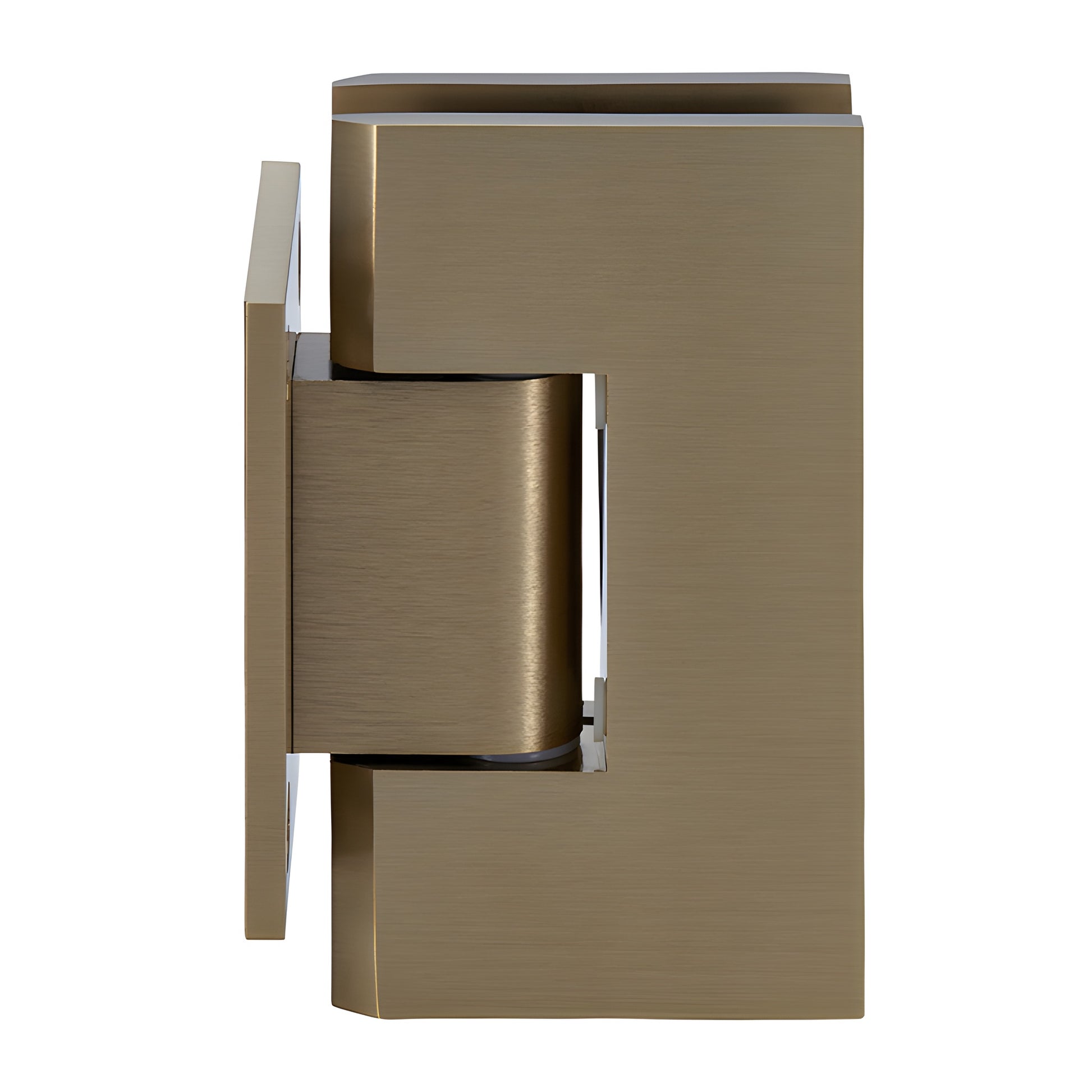 CRL Vienna solid brass shower door hinge, brushed bronze finish, short back plate, for 3/8-1/2" tempered glass (SKU V1E074BBR